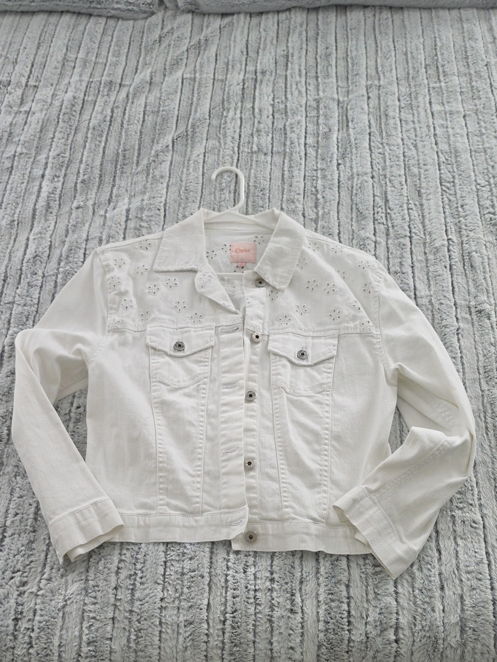 Candie's White Eyelet Denim Jacket